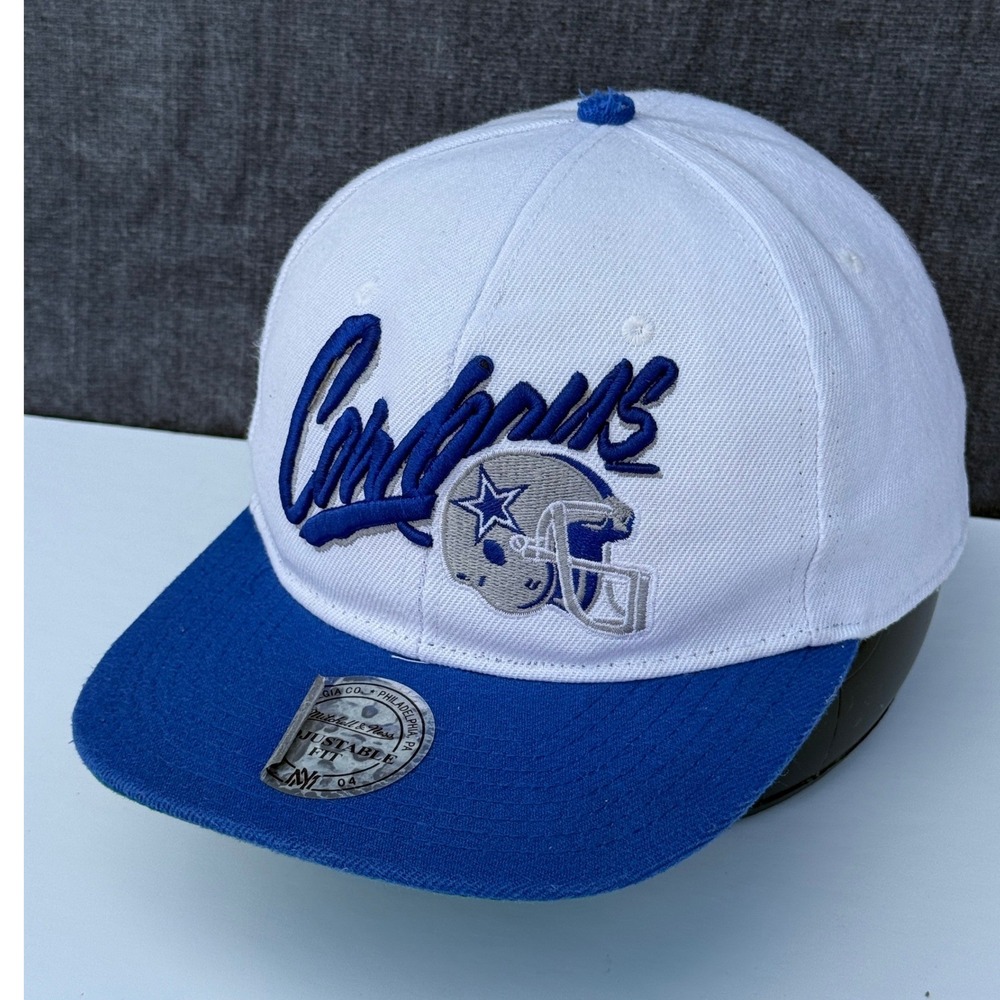 Mitchell & Ness Dallas Cowboys Hat Mens OSFM White Blue Wool Vintage Snapback